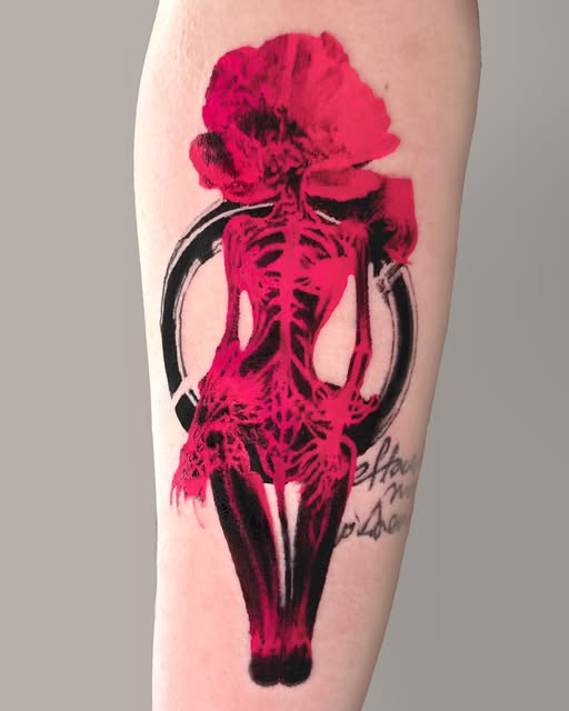 Body and Petal — tattoo in crimson and black